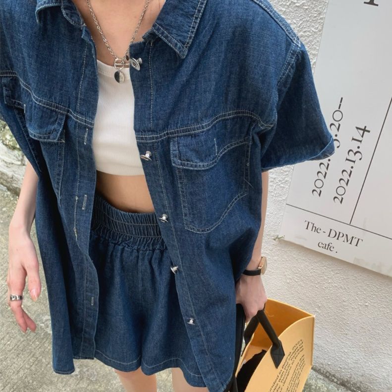 デニムセットアップ リラックスウェーブデニムセット