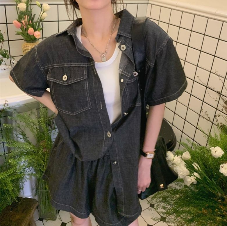 デニムセットアップ リラックスウェーブデニムセット