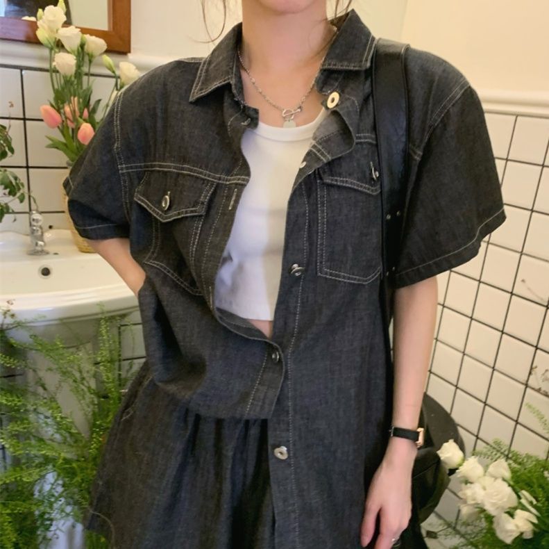 デニムセットアップ リラックスウェーブデニムセット