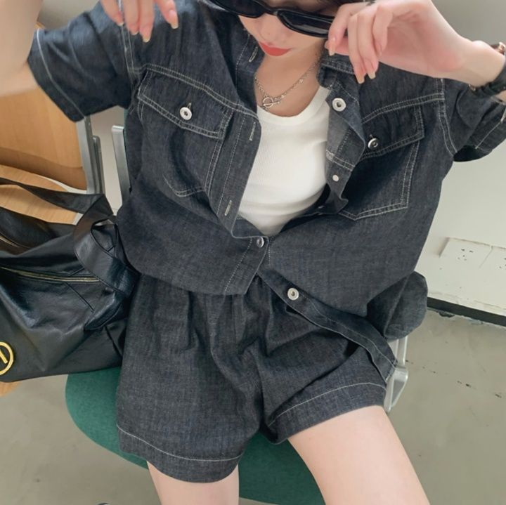 デニムセットアップ リラックスウェーブデニムセット