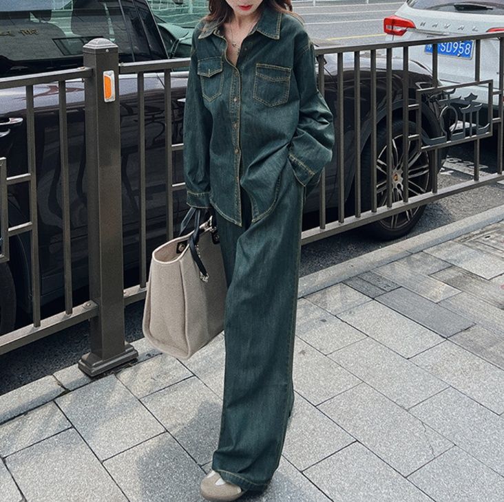 デニムセットアップ ゆったりシルエット デニムセットアップ