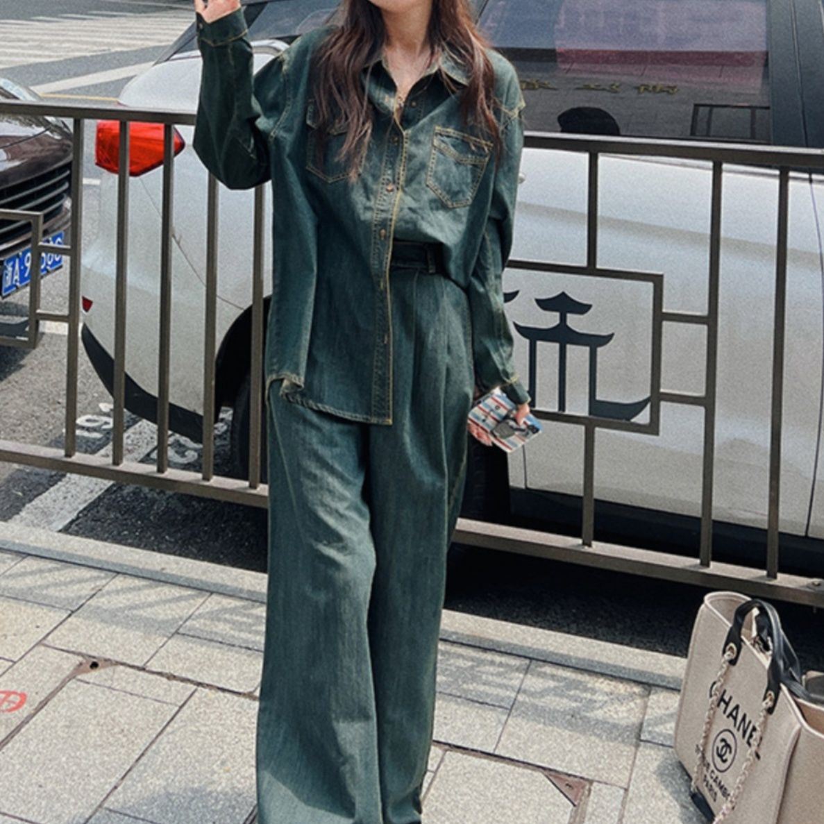 デニムセットアップ ゆったりシルエット デニムセットアップ