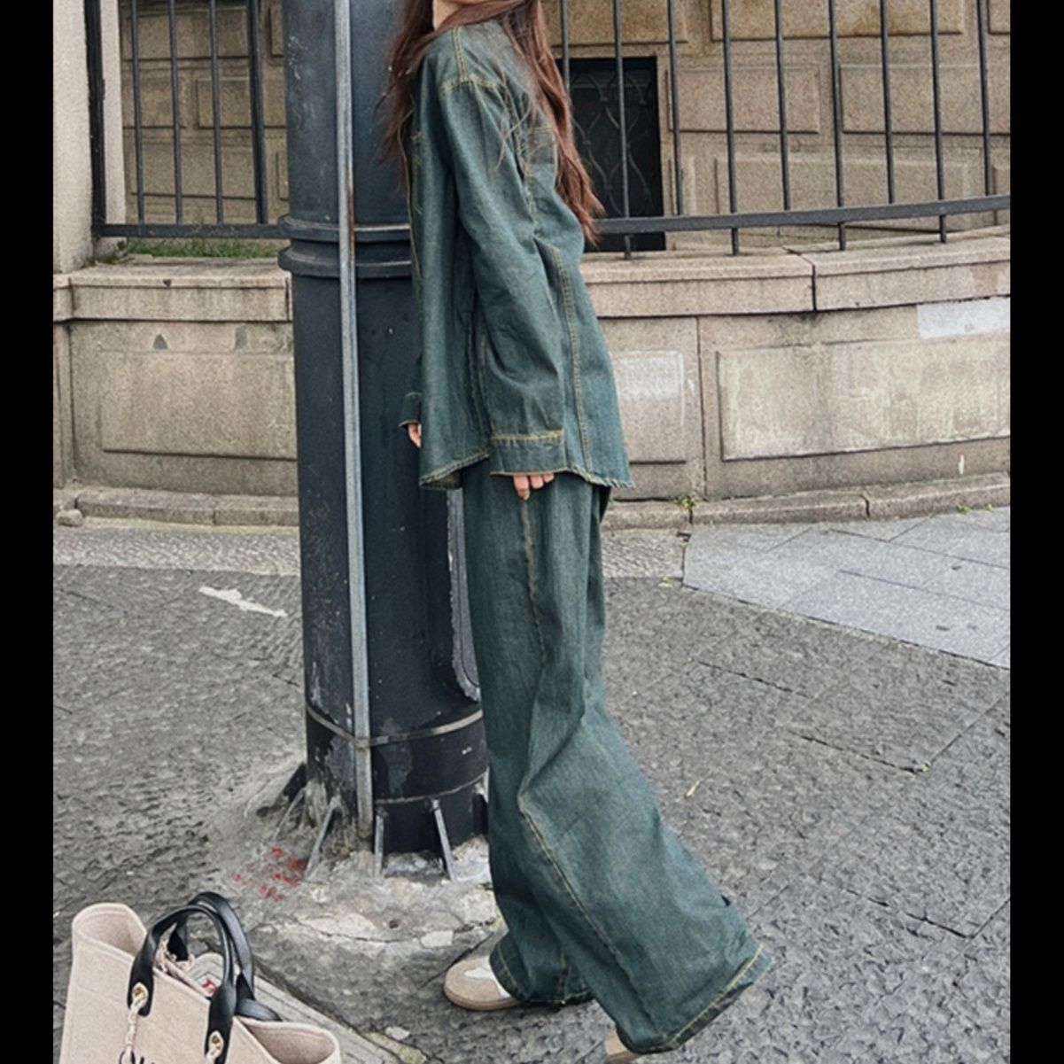 デニムセットアップ ゆったりシルエット デニムセットアップ