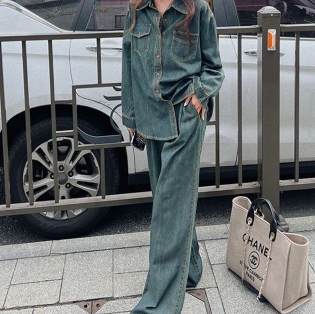 デニムセットアップ ゆったりシルエット デニムセットアップ