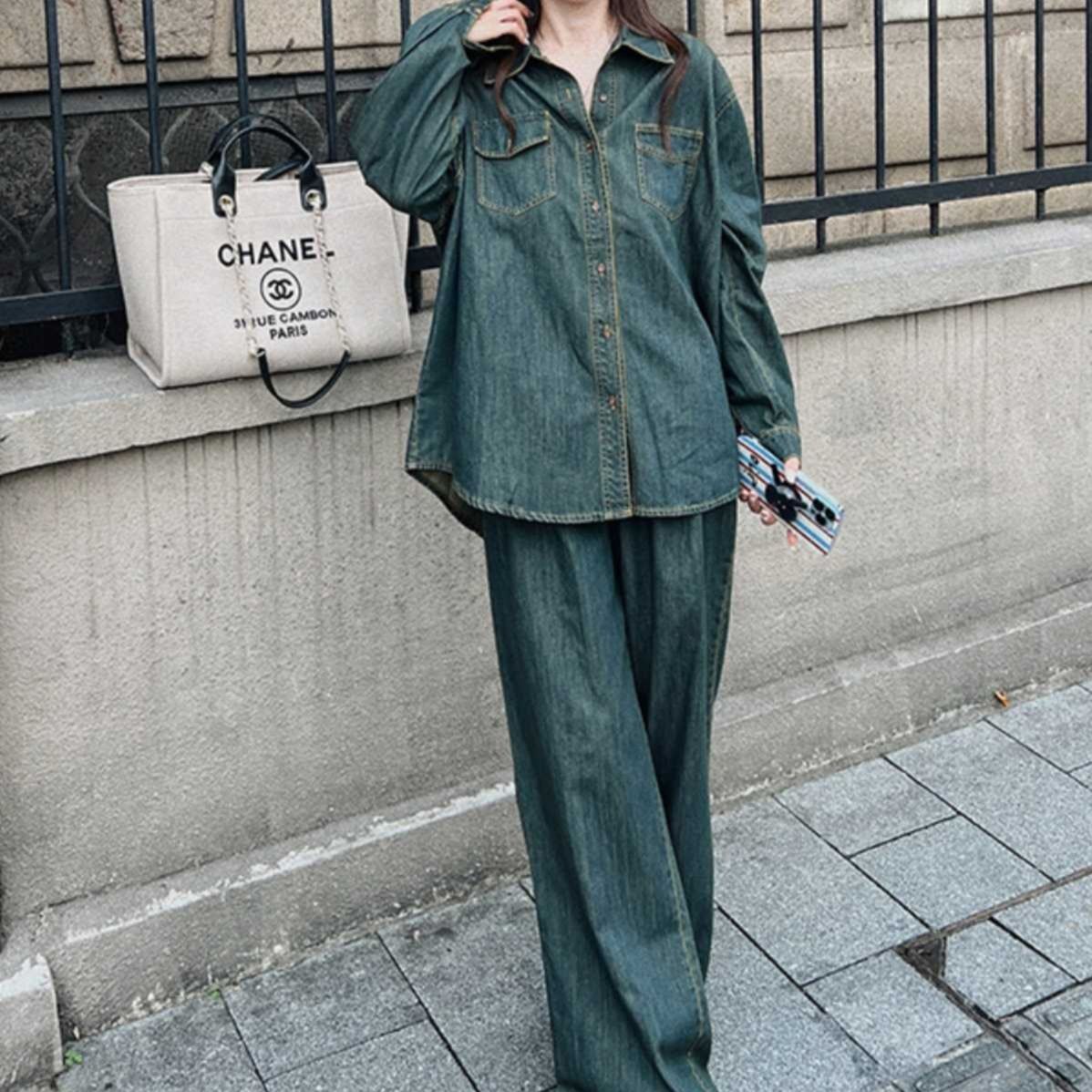 デニムセットアップ ゆったりシルエット デニムセットアップ