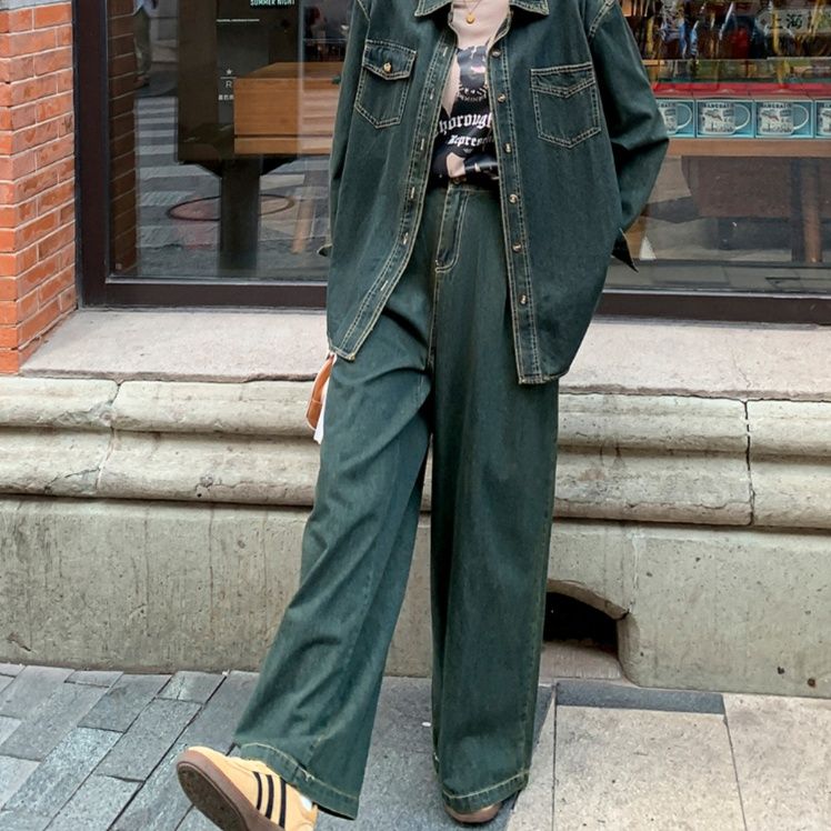 デニムセットアップ ゆったりルーズデニムセットアップ