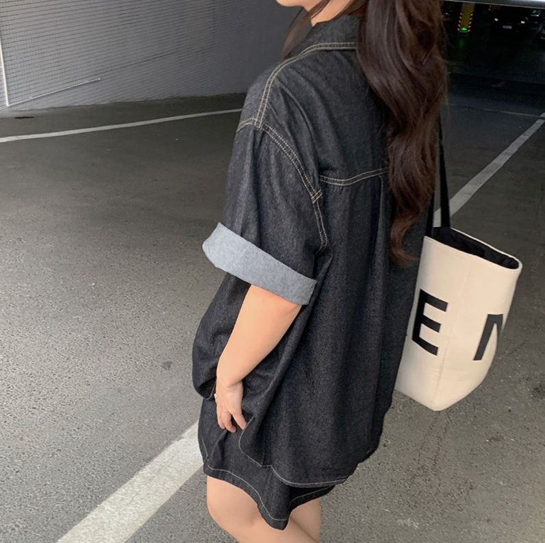 デニムセットアップ リラックス半袖デニムセットアップ