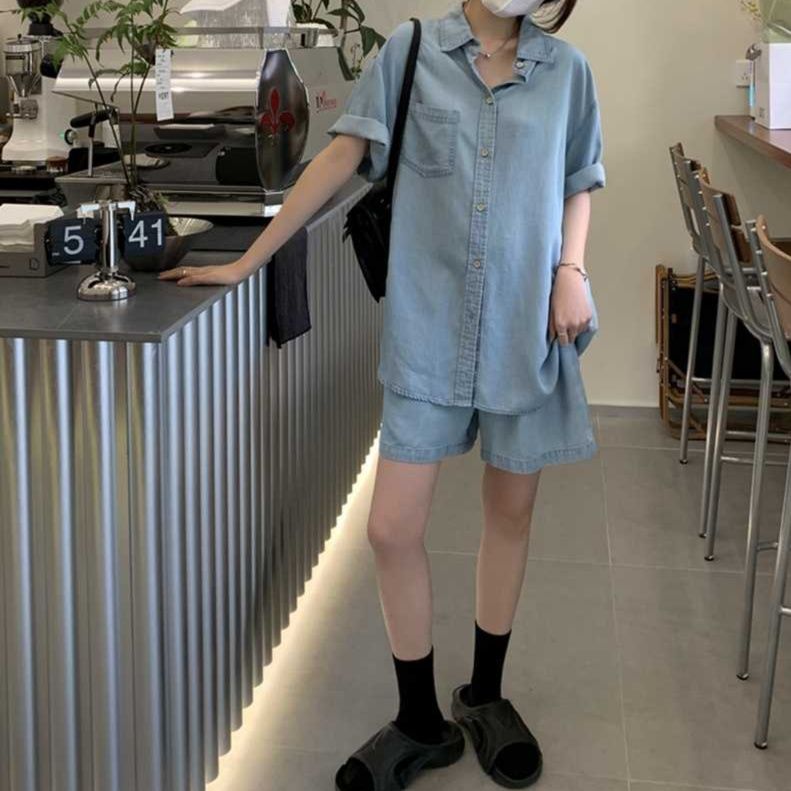 デニムセットアップ リラックスデニムシャツセット