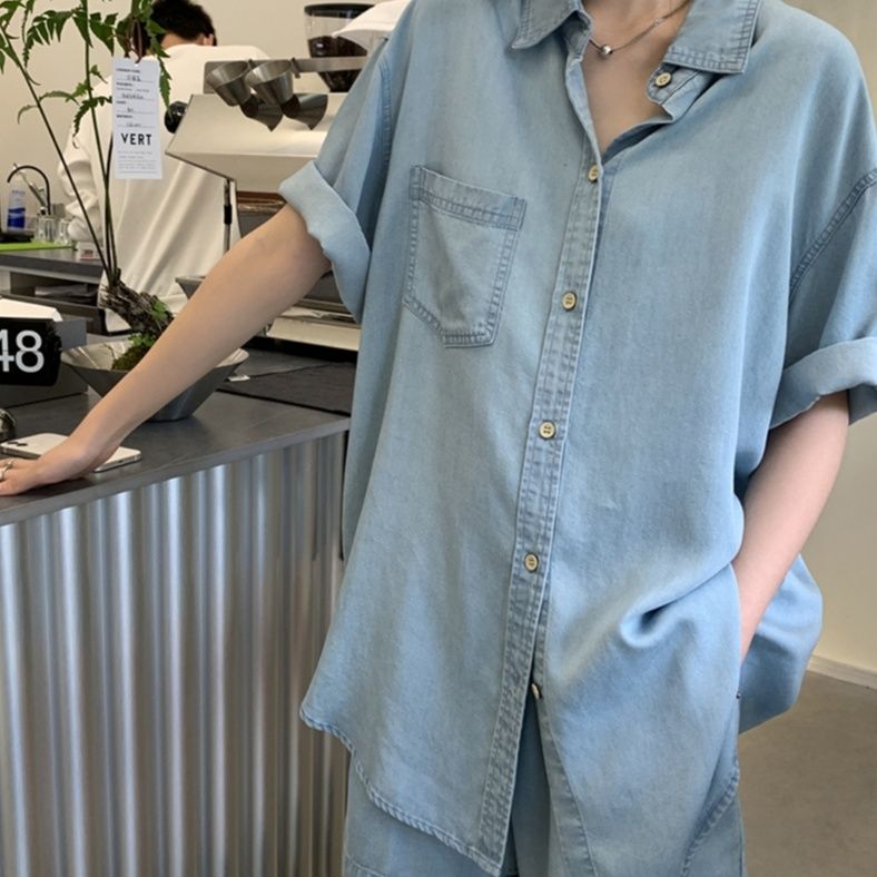 デニムセットアップ リラックスデニムシャツセット