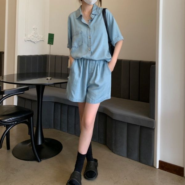 デニムセットアップ リラックスデニムシャツセット