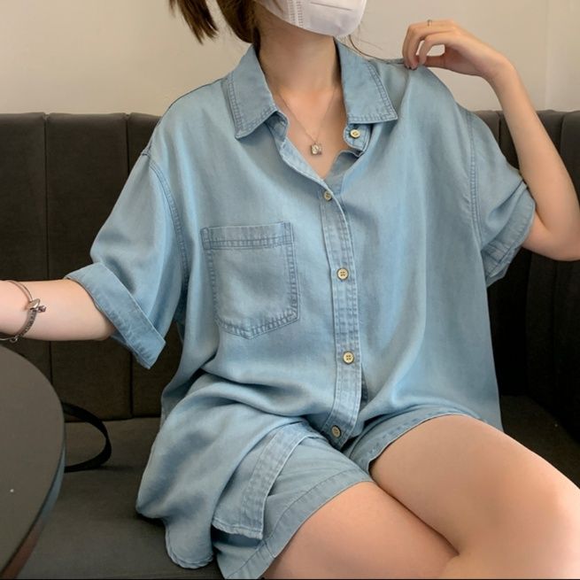 デニムセットアップ リラックスデニムシャツセット