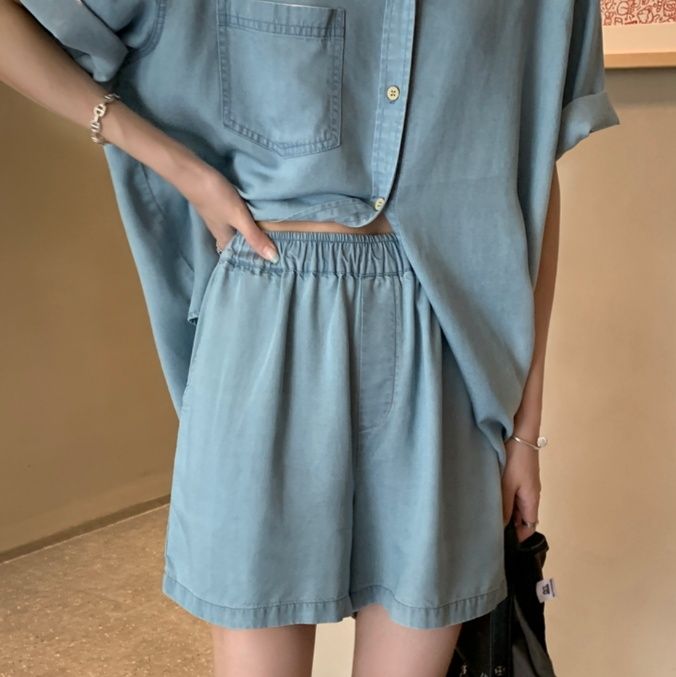 デニムセットアップ リラックスデニムシャツセット