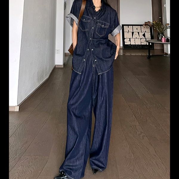 デニムセットアップ リラックスワイドデニムセットアップ