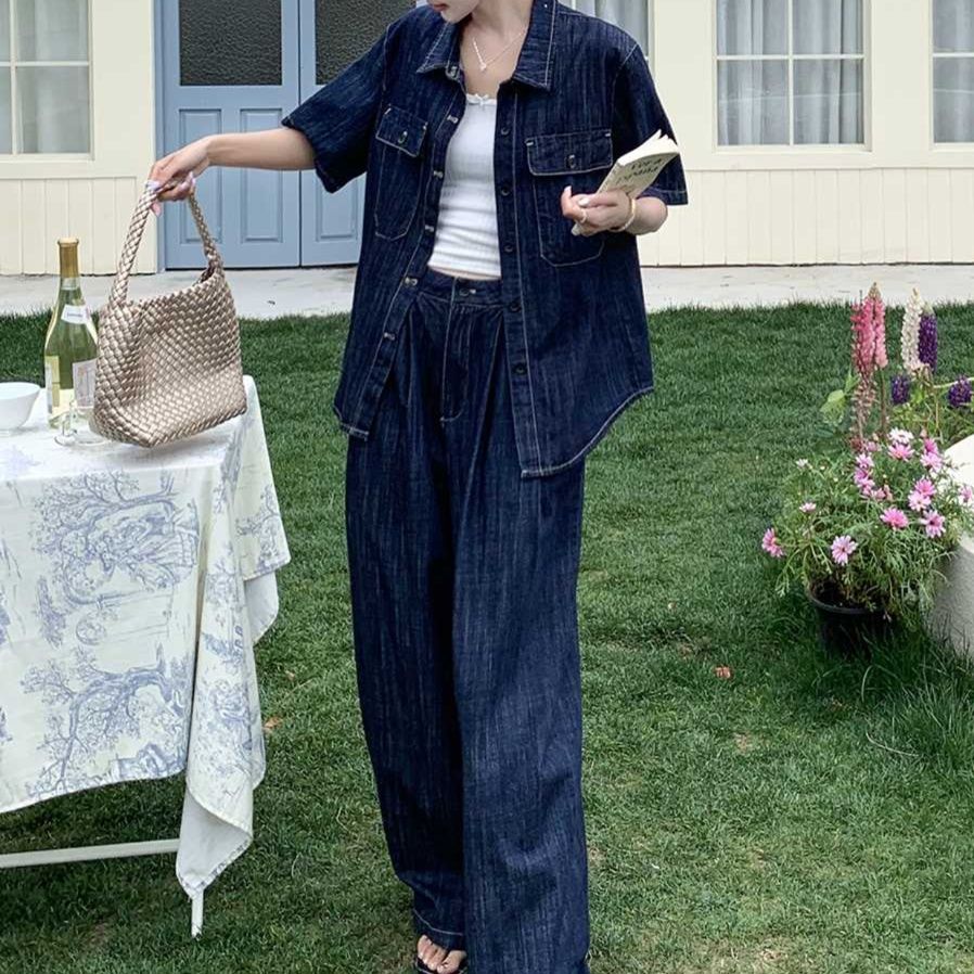 デニムセットアップ リラックスワイドデニムセットアップ