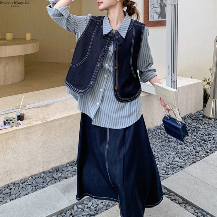デニムセットアップ レトロシックなデニムベスト＆スカート