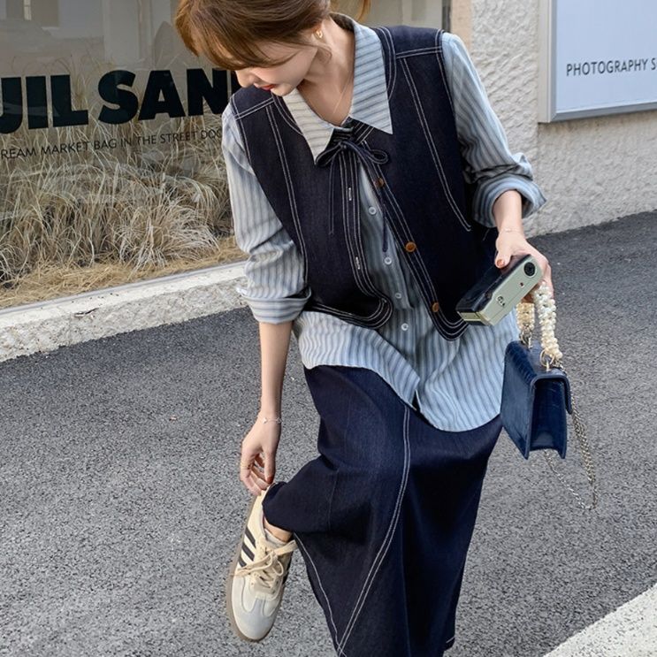 デニムセットアップ レトロシックなデニムベスト＆スカート