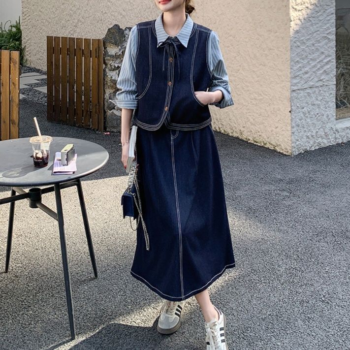 デニムセットアップ レトロシックなデニムベスト＆スカート