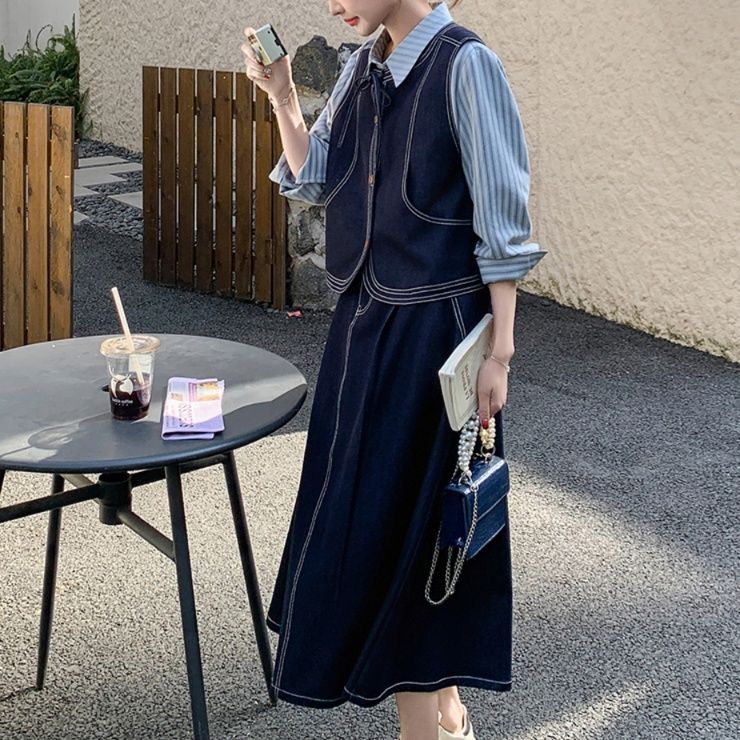 デニムセットアップ レトロシックなデニムベスト＆スカート