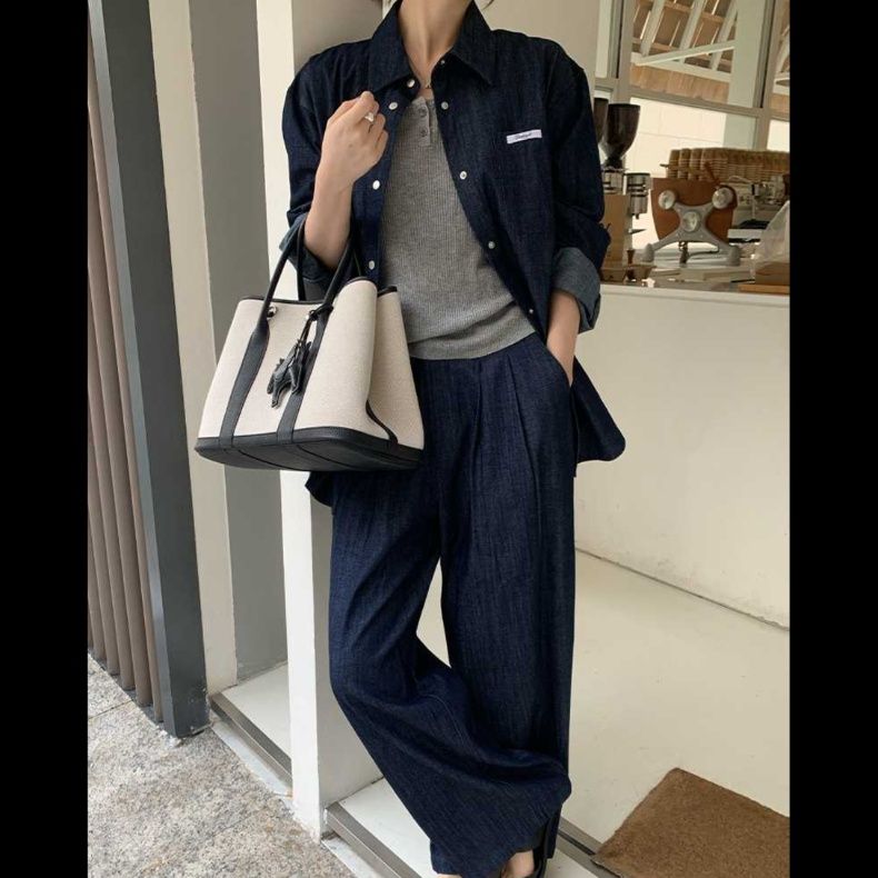デニムセットアップ ゆったりシルエットデニムセットアップ