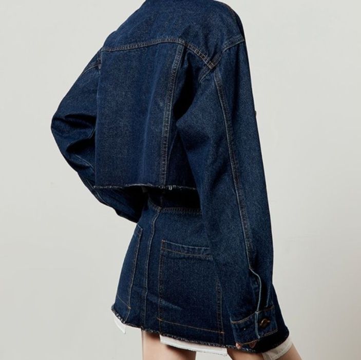 デニムセットアップ クロップド丈ジャケットスカートセット