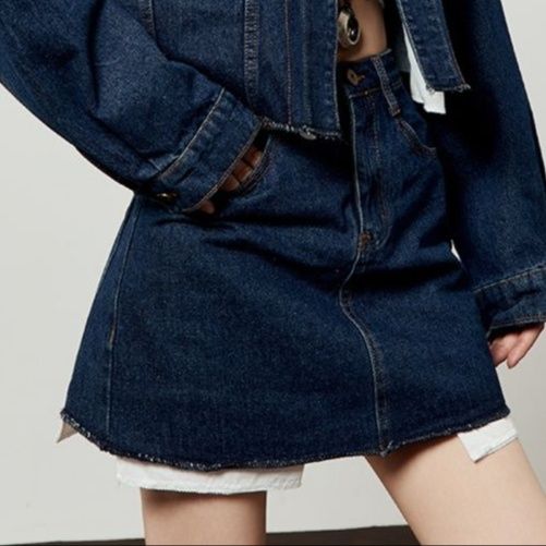 デニムセットアップ クロップド丈ジャケットスカートセット