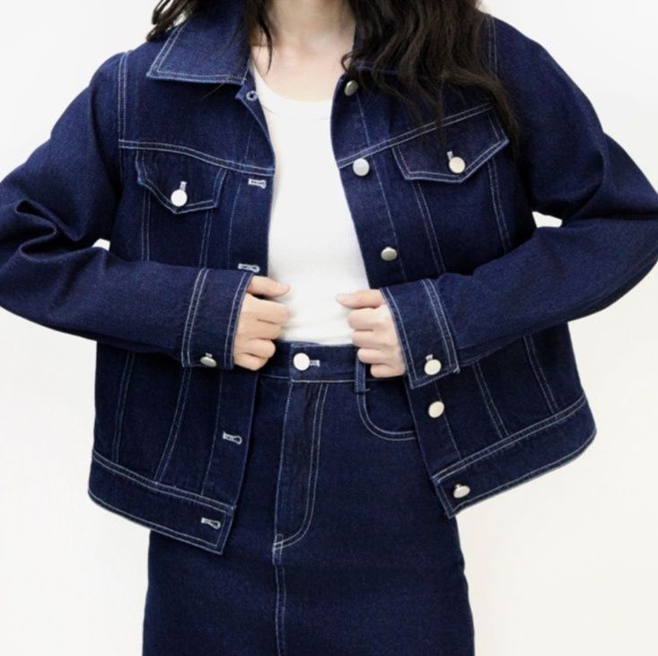 デニムセットアップ クラシック ジャケットスカート セット