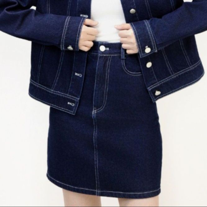 デニムセットアップ クラシック ジャケットスカート セット