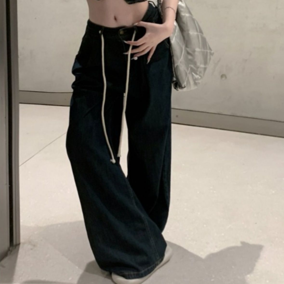 デニムセットアップ ホルターネックビスチェワイドパンツセット