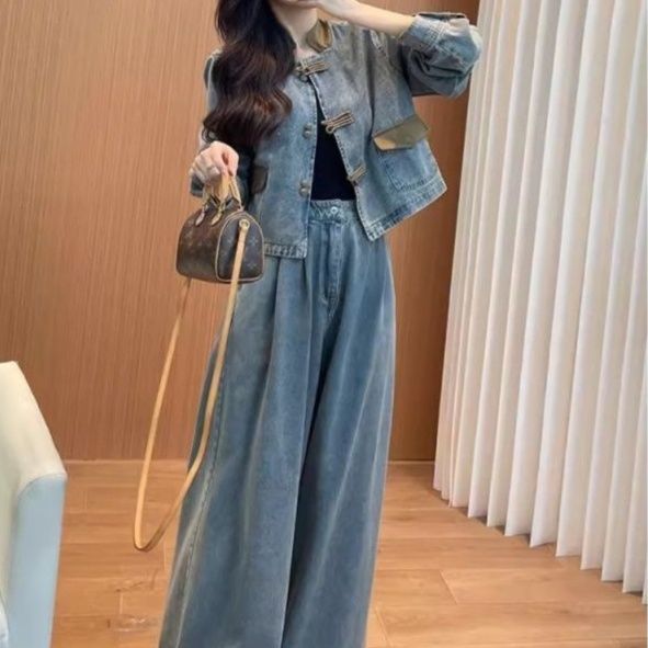 デニムセットアップ ゆったりワイドシルエット上下セット