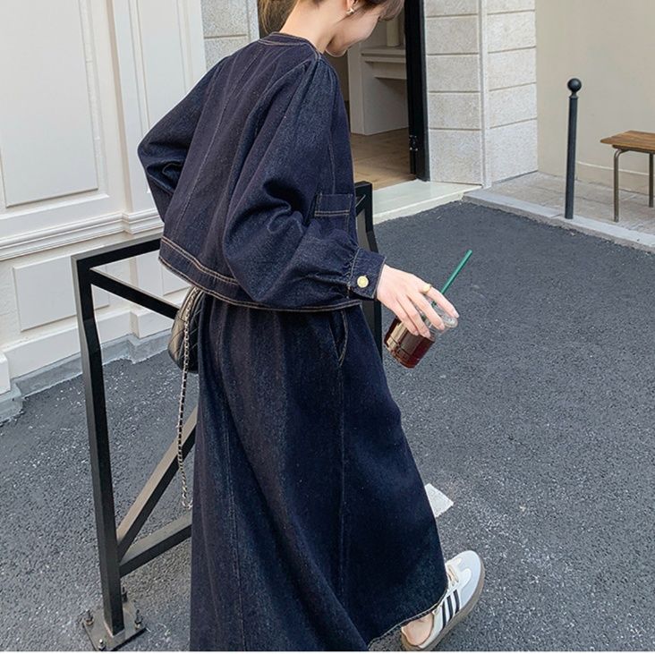 デニムセットアップ こなれ感ジャケット＆ロングスカート