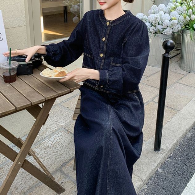 デニムセットアップ こなれ感ジャケット＆ロングスカート