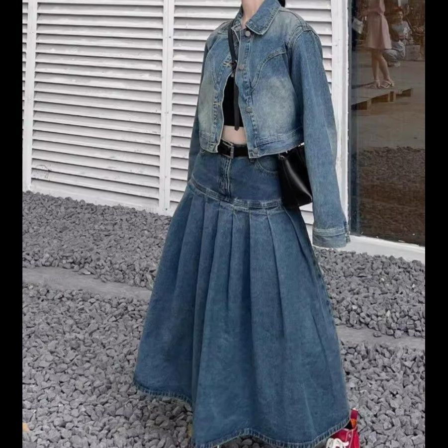 デニムセットアップ クラシカルプリーツデニムセット