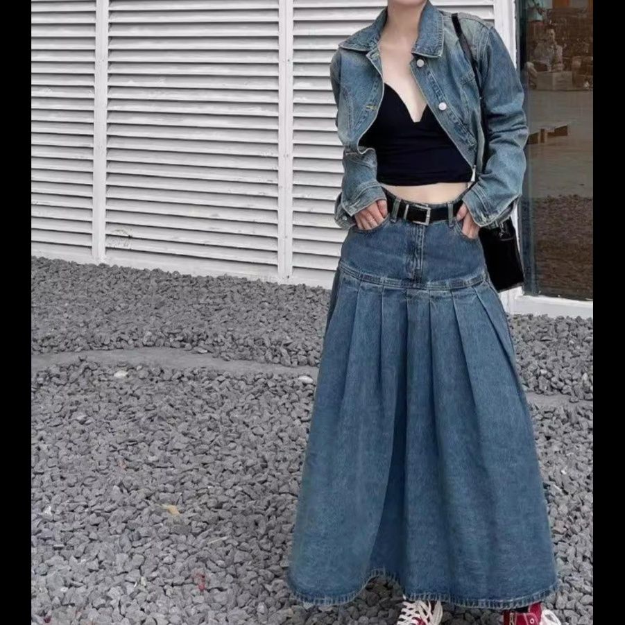 デニムセットアップ クラシカルプリーツデニムセット