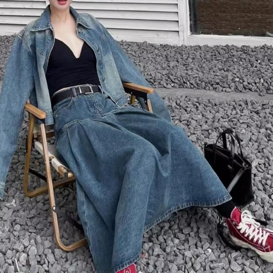 デニムセットアップ クラシカルプリーツデニムセット