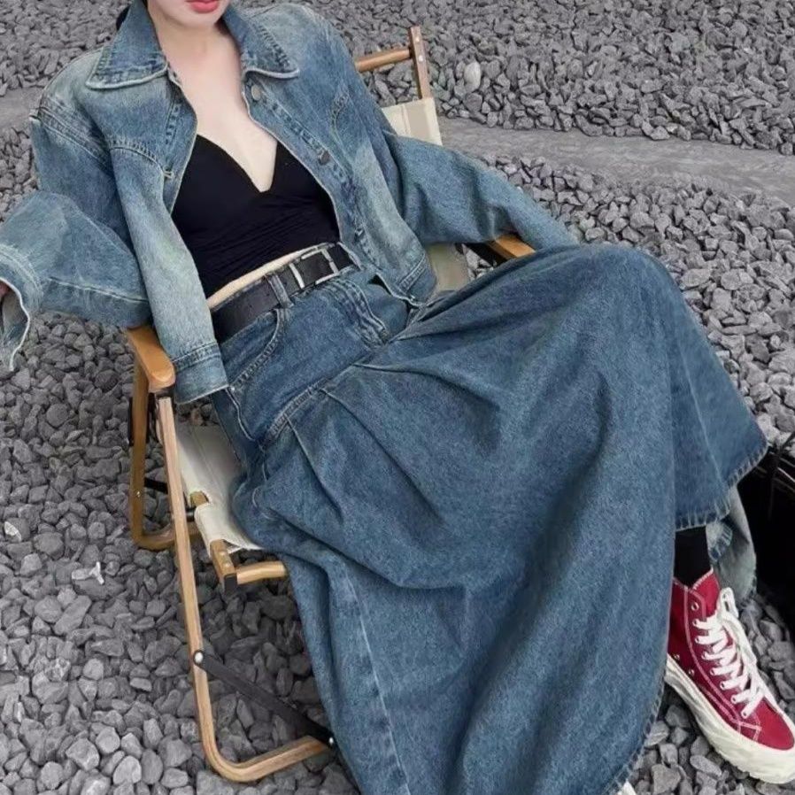 デニムセットアップ クラシカルプリーツデニムセット