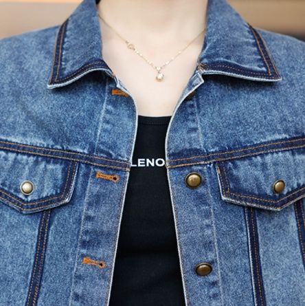 デニムセットアップ クロップド丈ジャケット×ロングスカート