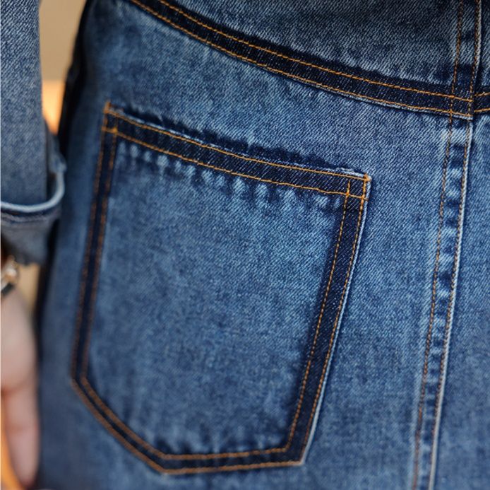 デニムセットアップ クロップド丈ジャケット×ロングスカート