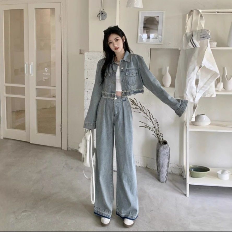 デニムセットアップ ワイドシルエット ジージャン×ワイドパンツ 上下セット