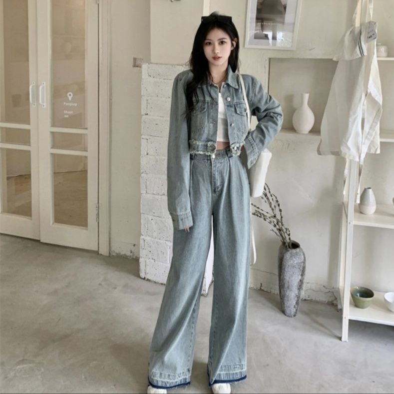 デニムセットアップ ワイドシルエット ジージャン×ワイドパンツ 上下セット