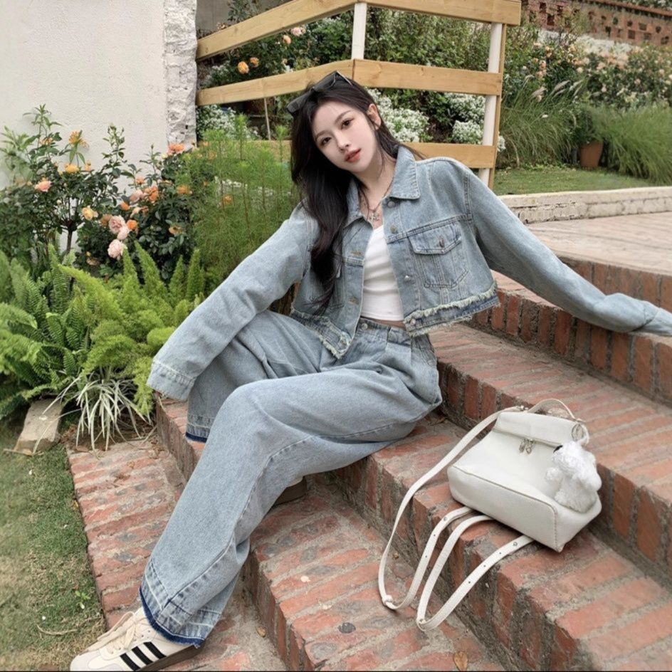 デニムセットアップ ワイドシルエット ジージャン×ワイドパンツ 上下セット