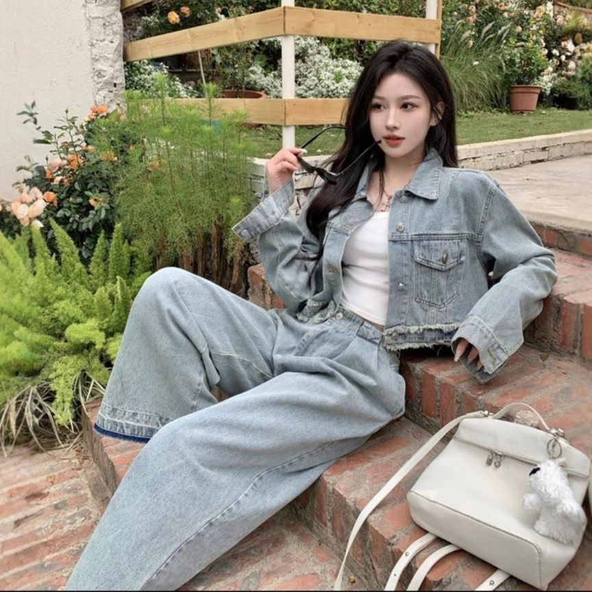 デニムセットアップ ワイドシルエット ジージャン×ワイドパンツ 上下セット