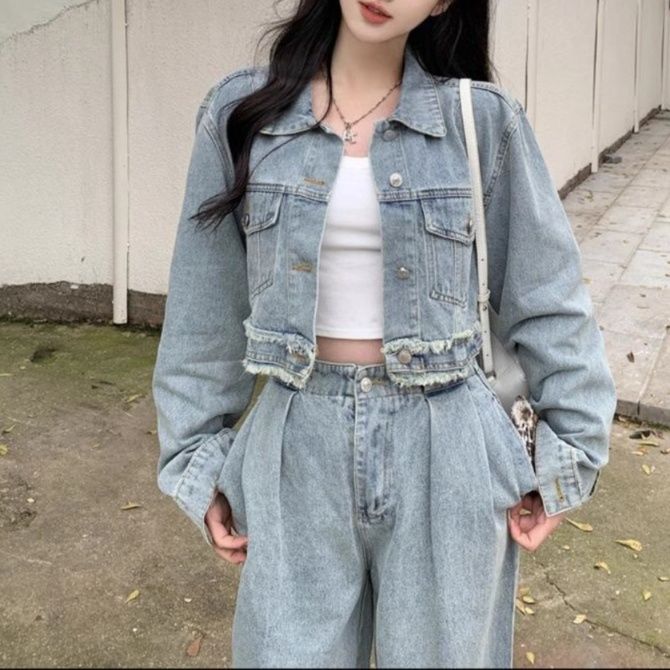 デニムセットアップ ワイドシルエット ジージャン×ワイドパンツ 上下セット