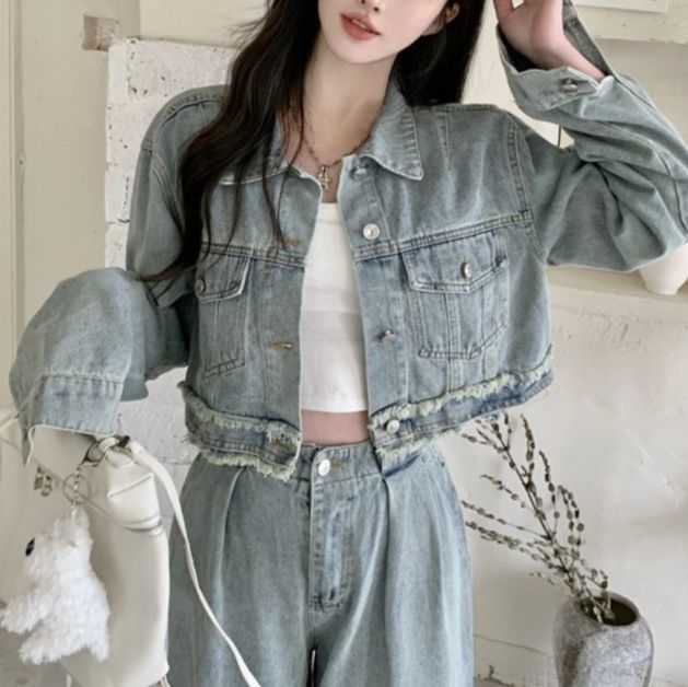 デニムセットアップ ワイドシルエット ジージャン×ワイドパンツ 上下セット