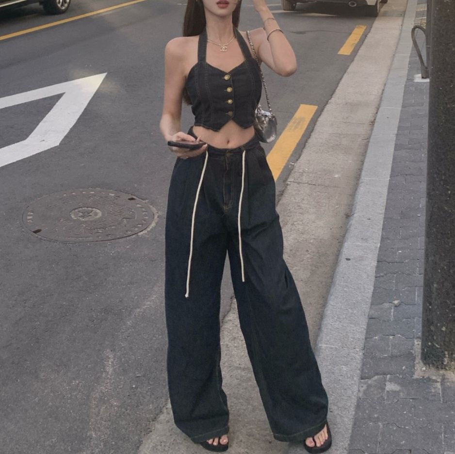 デニムセットアップ 麗しのビスチェワイドパンツセット