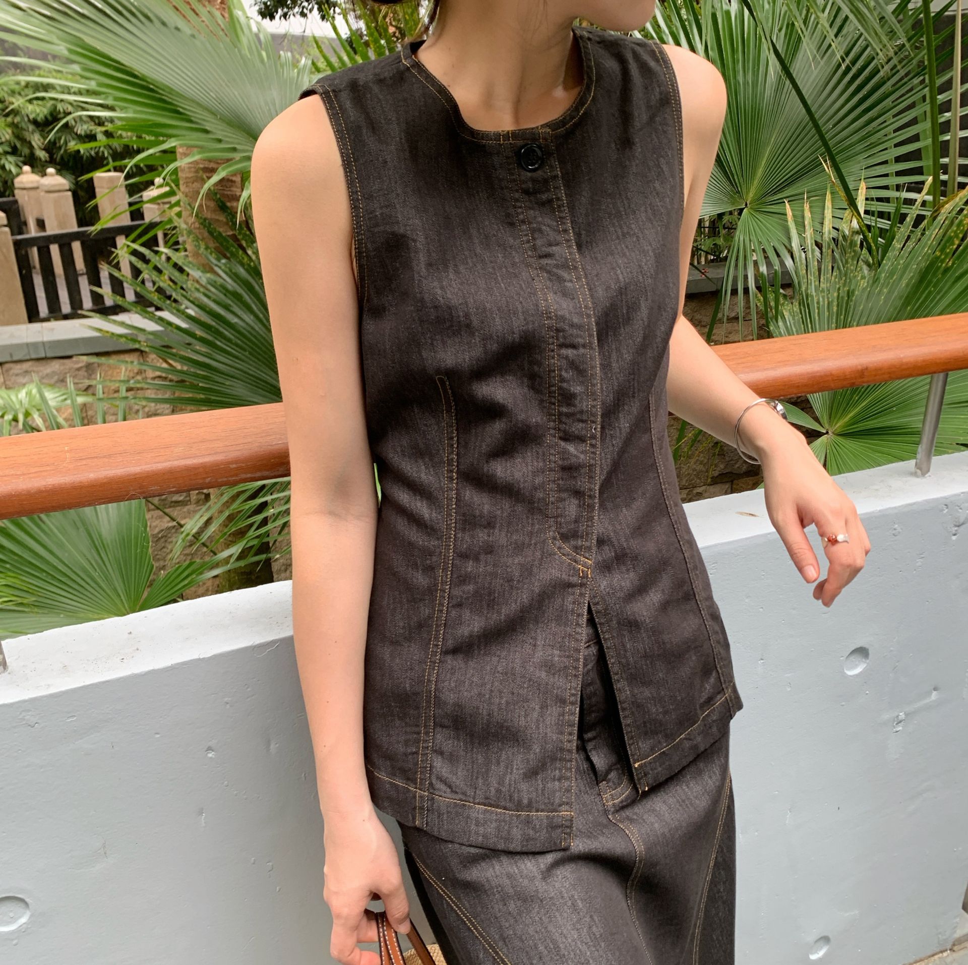 デニムセットアップ リゾートロングスカートセットアップ