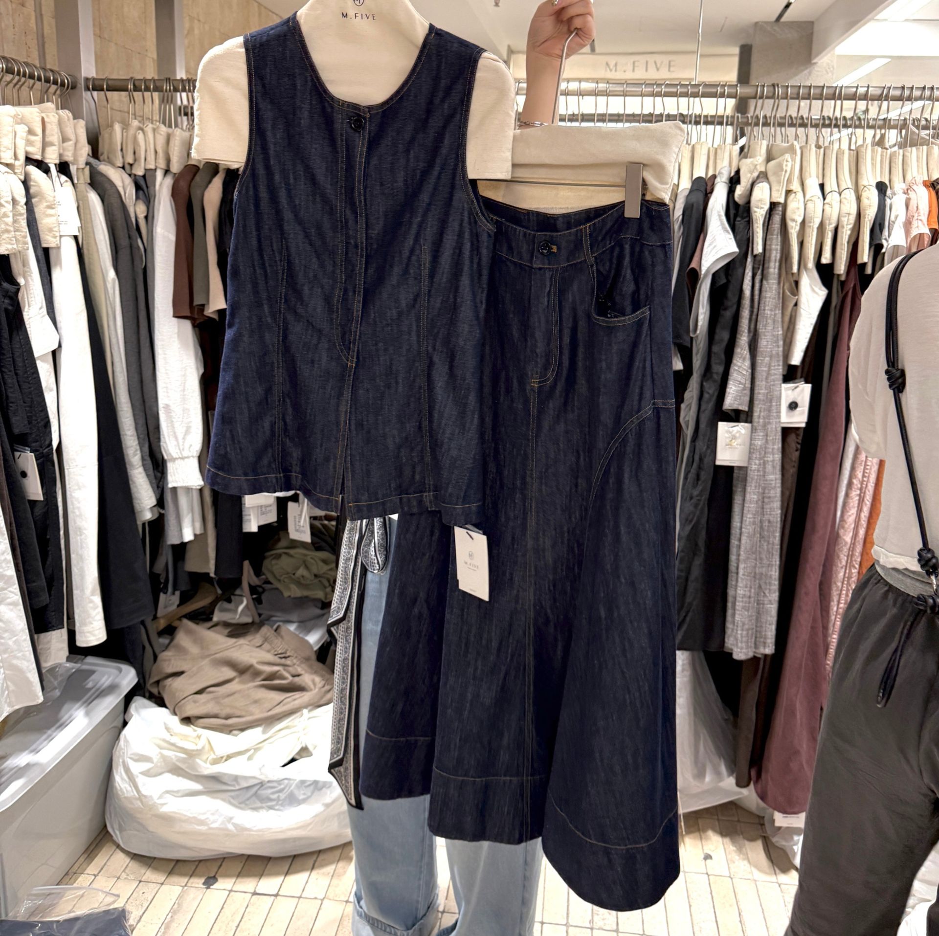 デニムセットアップ リゾートロングスカートセットアップ