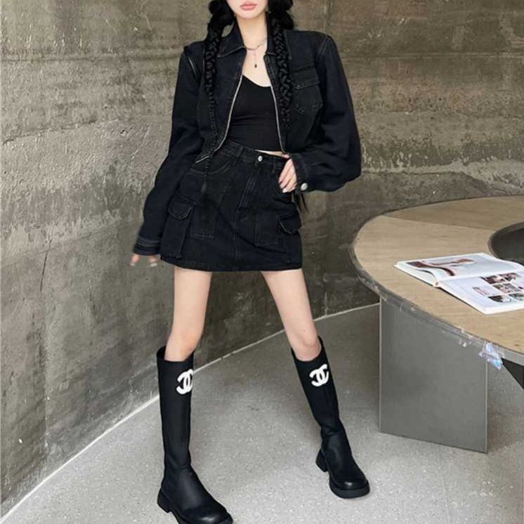 デニムセットアップ クラシカルポケットミニスカート上下