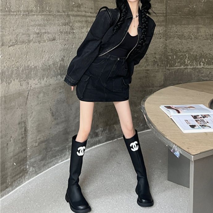 デニムセットアップ クラシカルポケットミニスカート上下