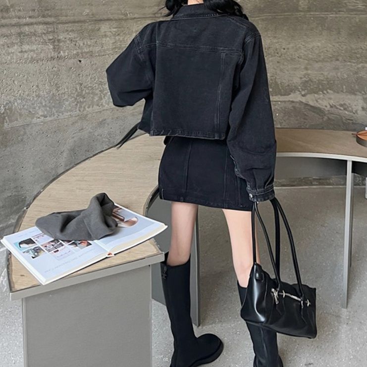 デニムセットアップ クラシカルポケットミニスカート上下