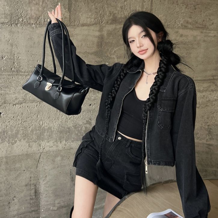 デニムセットアップ クラシカルポケットミニスカート上下